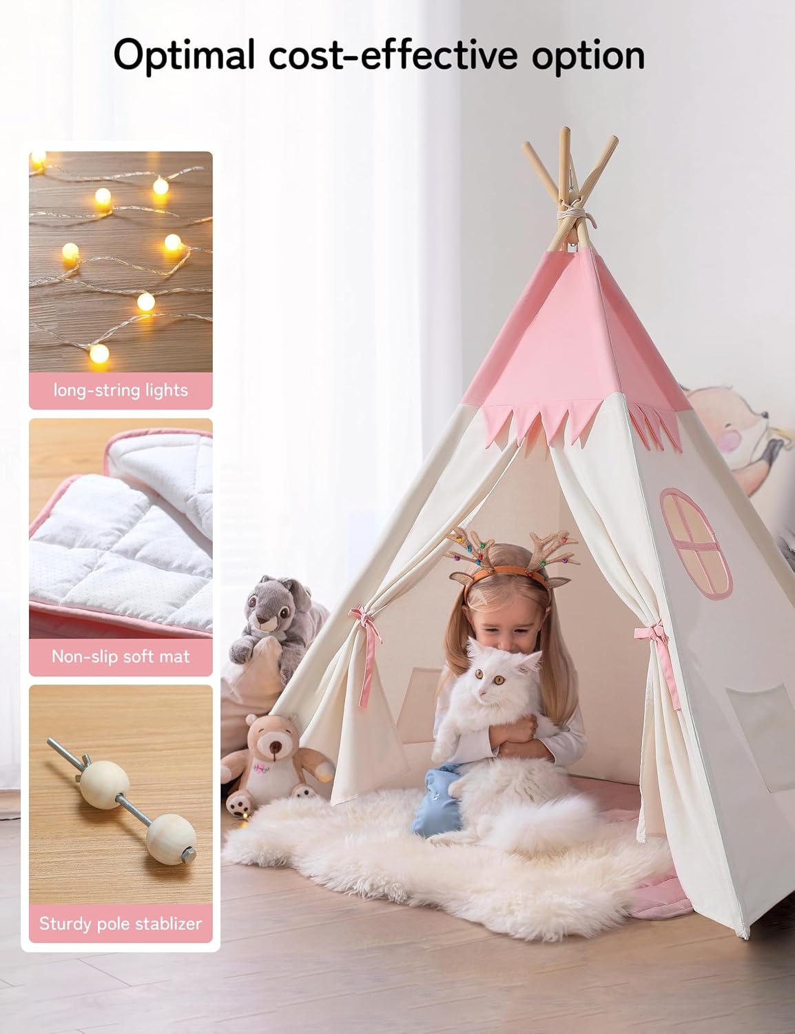 Detalle 2 de Besrey Tipi Zelt für Kinder 120 cm
