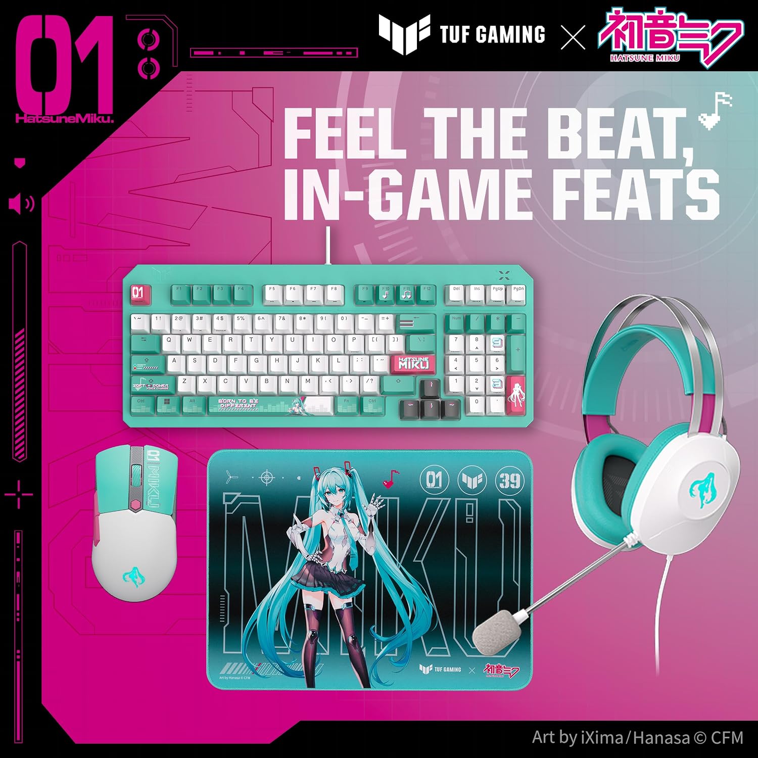 Detalle de ASUS P521 TUF GAMING MINI WL MIKU ゲーミングマウス 初音ミクエディション・65g・3モード接続