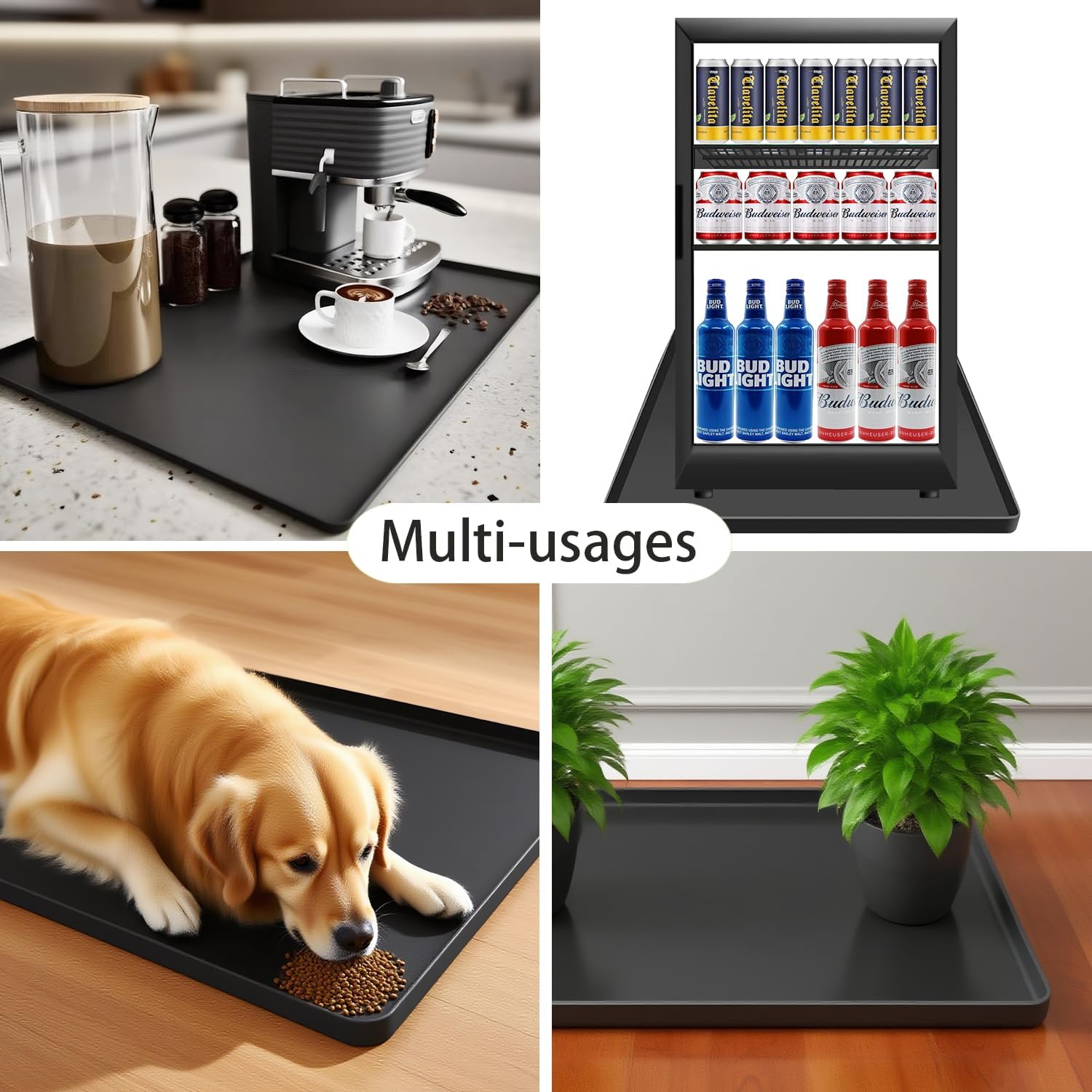 Detalle 1 de Saphe SF-60mat Silicone Washer and Dryer Mat, 23.6 x 23.6 in, Black