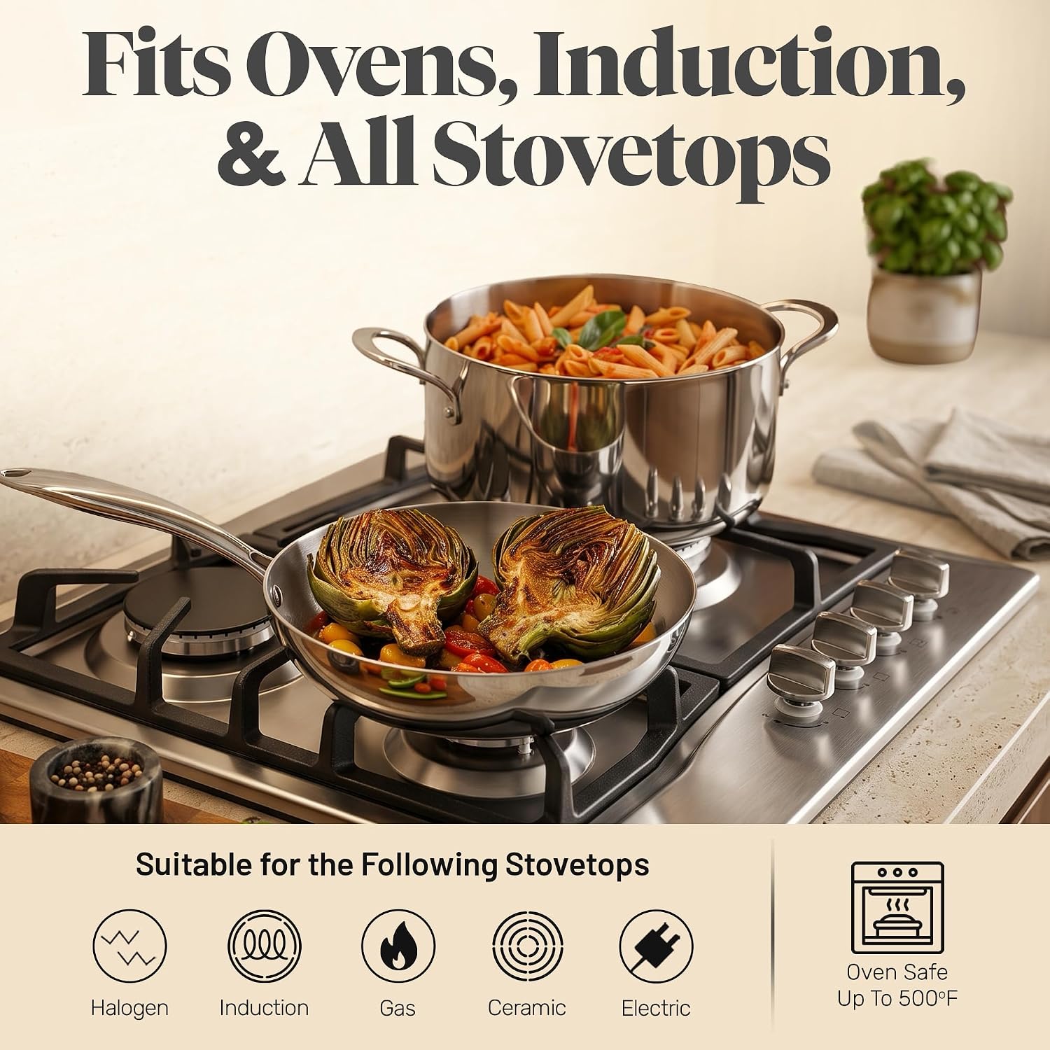 Thumbnail 6 de GOTHAM STEEL 6946 Tri-Ply Stainless Steel Cookware Set, 10-Piece