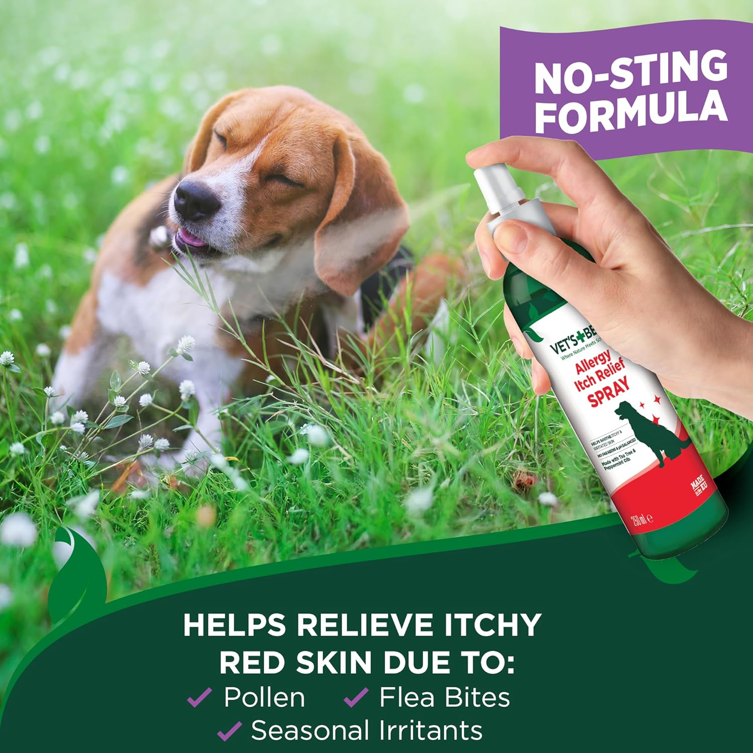 Detalle de Vet's Best Spray Naturale Contro Prurito Allergico per Cani, 250 ml