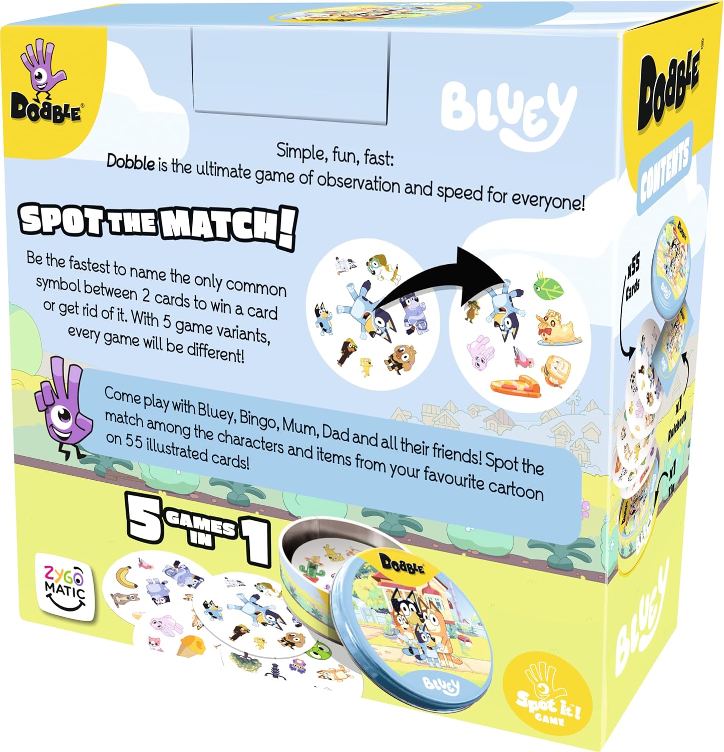 Detalle 2 de Asmodee Dobble Bluey kids card game 2–8 players 🎲