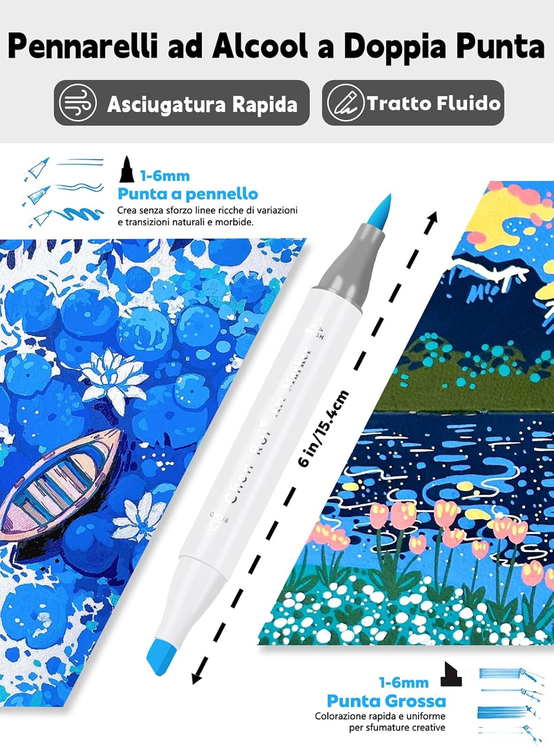 Detalle 2 de Chen Rui 80 Colori Pennarelli ad Alcool con App e Puntya Doppia Punta Brush