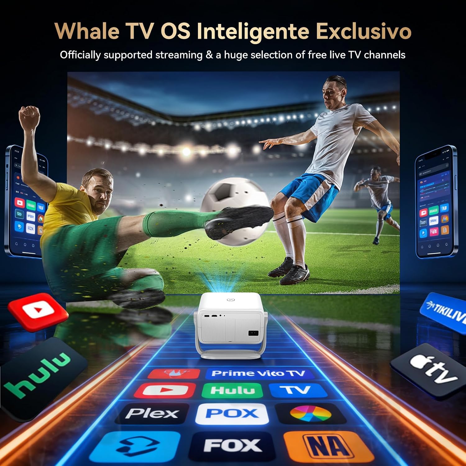 Thumbnail 2 de Smart 4K Projector with AI Whale OS, Auto Focus & 360° Gimbal Stand — A practical home cinema companion