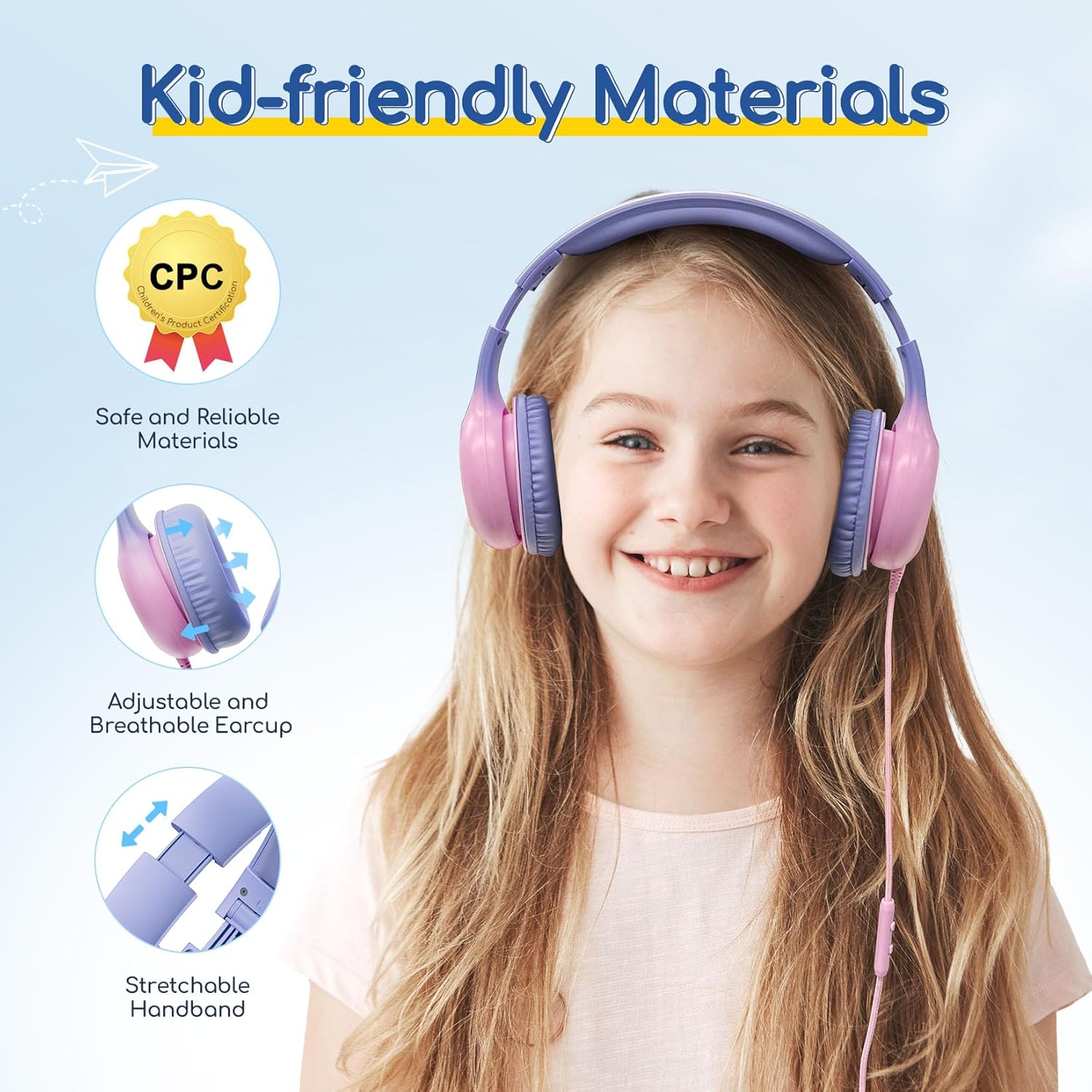 Thumbnail 2 de EarFun Kids Wired Headphones (Type C, Foldable) with Mic and 85/94 dB Volume Limiter – Violet