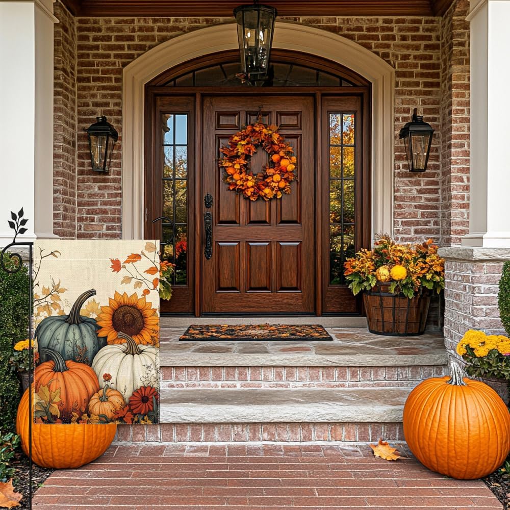 Detalle de Hsrvivi CN Fall Garden Flag, Double-Sided 12 x 18 Inch Pumpkin Design