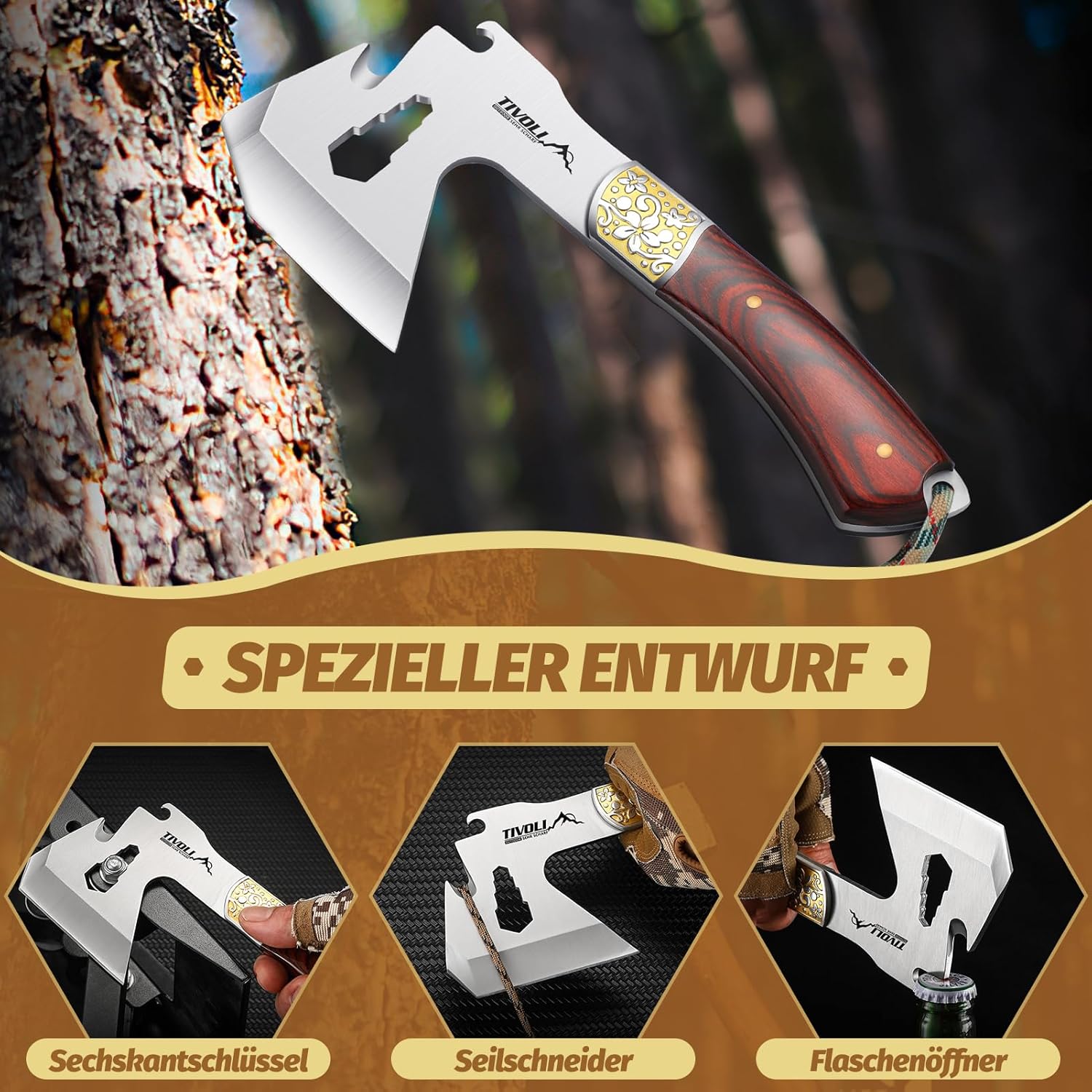 Thumbnail 1 de TIVOLI Hacha de Camping 4 en 1 24 cm