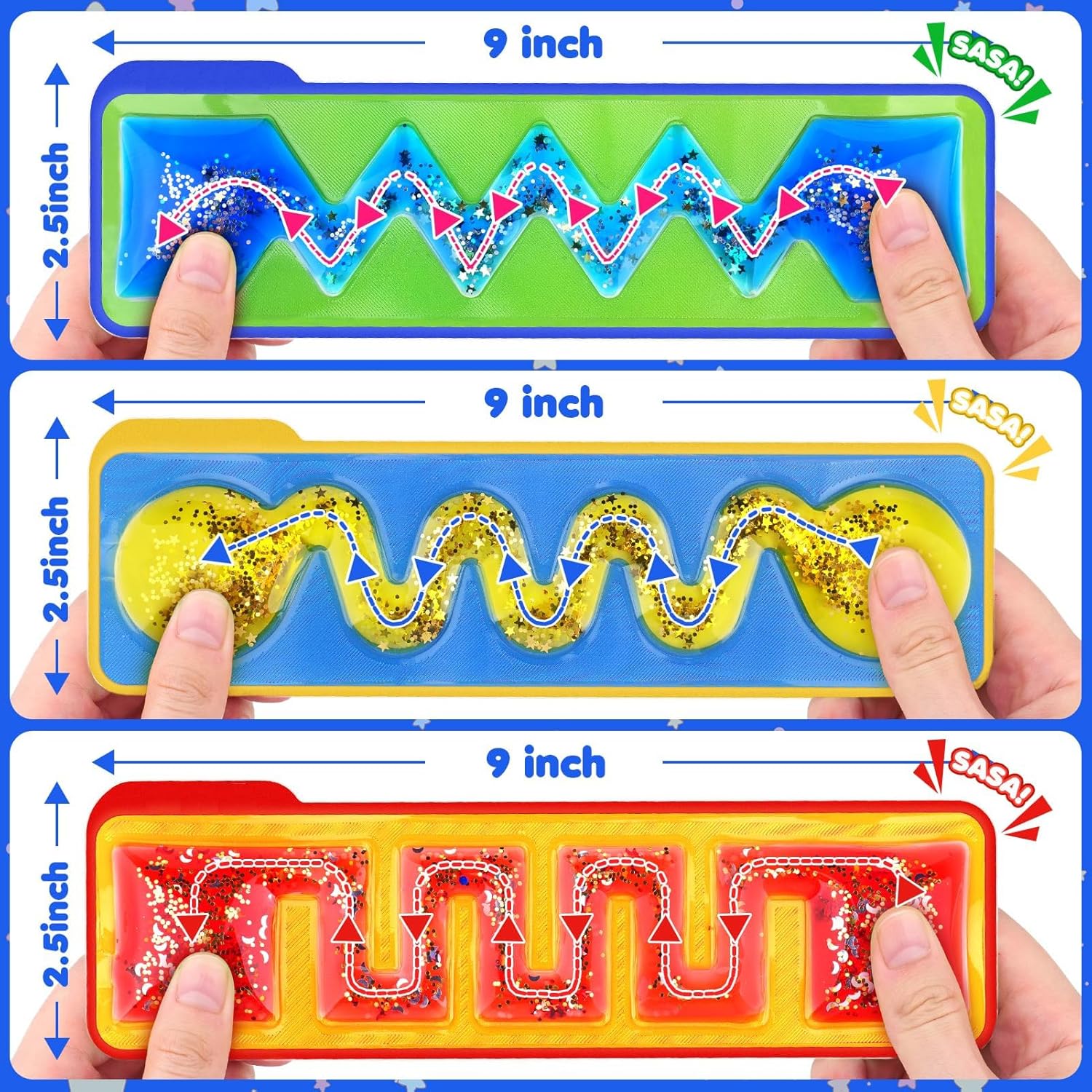 Detalle 2 de JoyJoyful 3 Pack Maze Sensory Toys: Gel-Filled Fidget Tubes for Relaxation and Focus