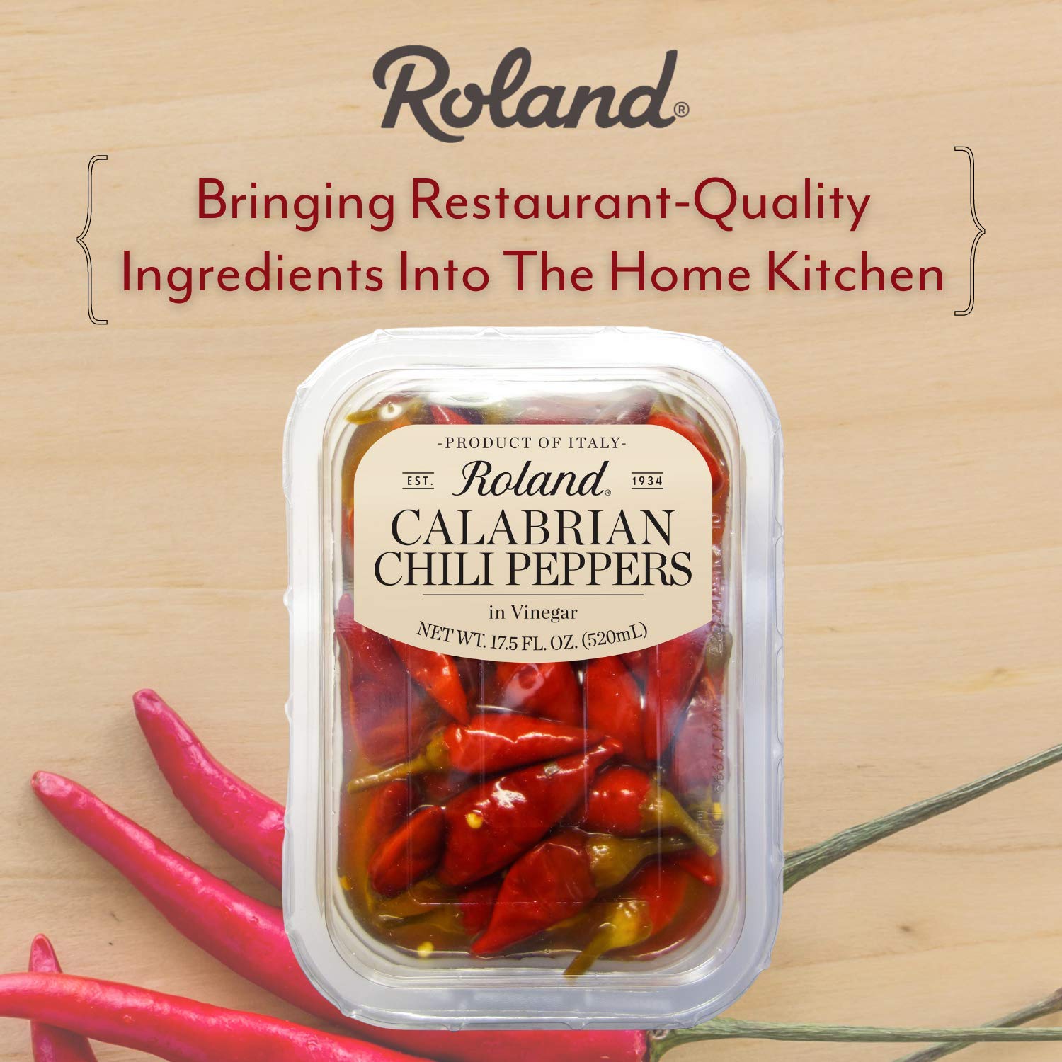 Thumbnail 1 de Roland Foods Calabrian Chili Peppers in Vinegar, 17.5 oz, Ready to Eat