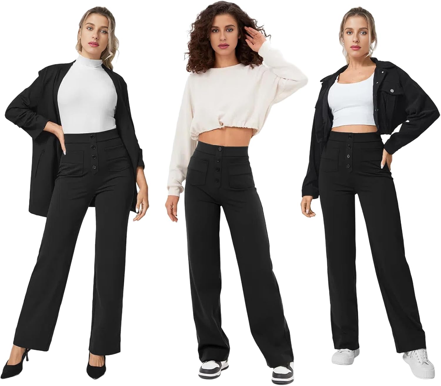 Thumbnail 4 de Glacspyg Yoga – Pantalon de survêtement femme taille haute à poches et bouton, coupe droite