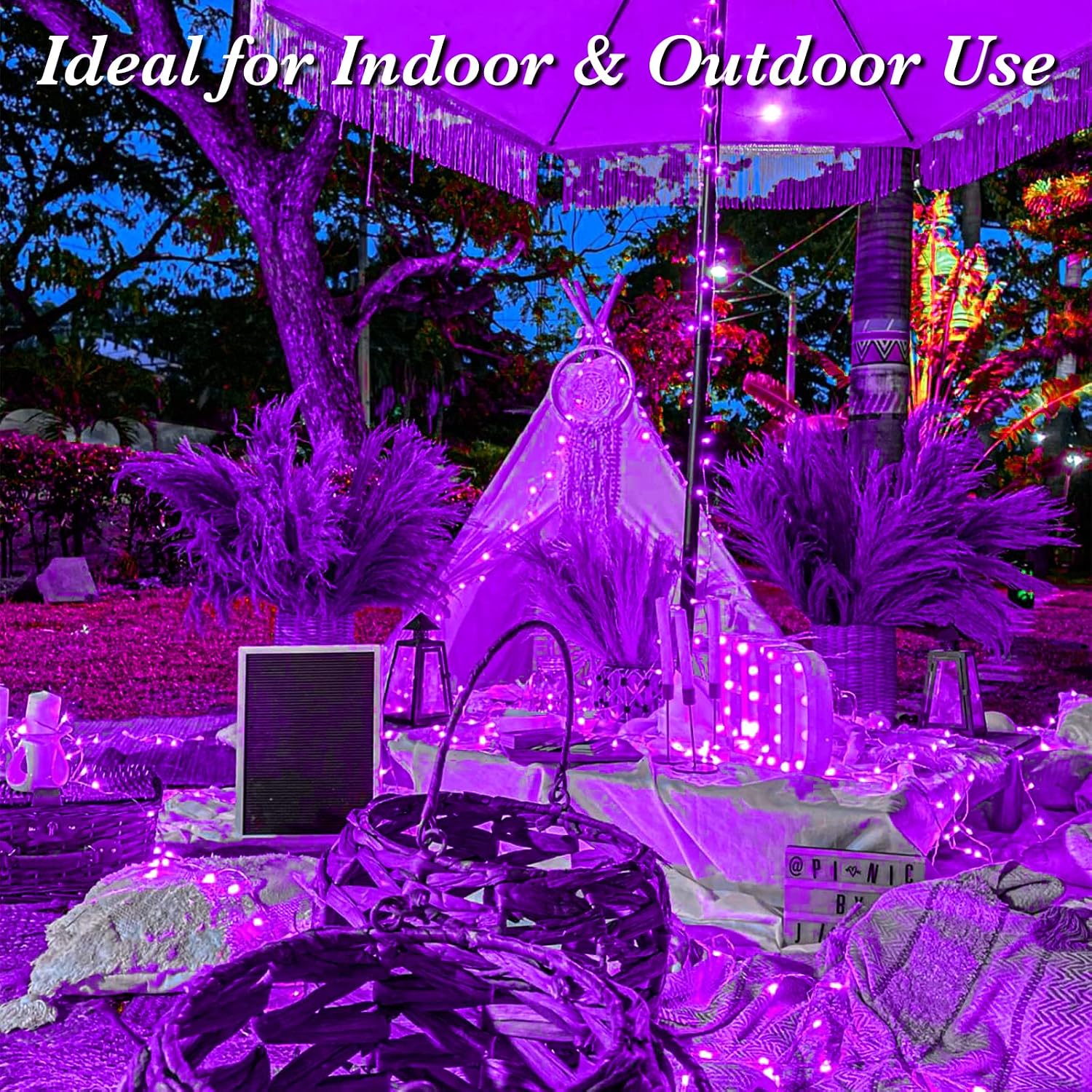 Detalle de Gcstnn Battery Fairy Lights, 3M 30 LED – Purple, IP65, Battery Operated with Timer