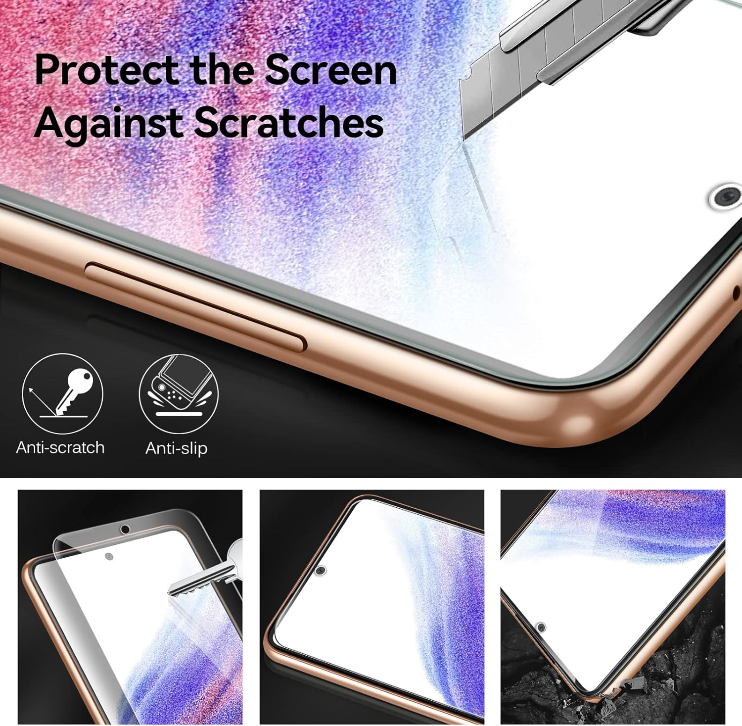 Detalle de ivoler Pack de 4 Verre Trempé Compatible Galaxy A53 5G + Kit d’installation et protections caméra