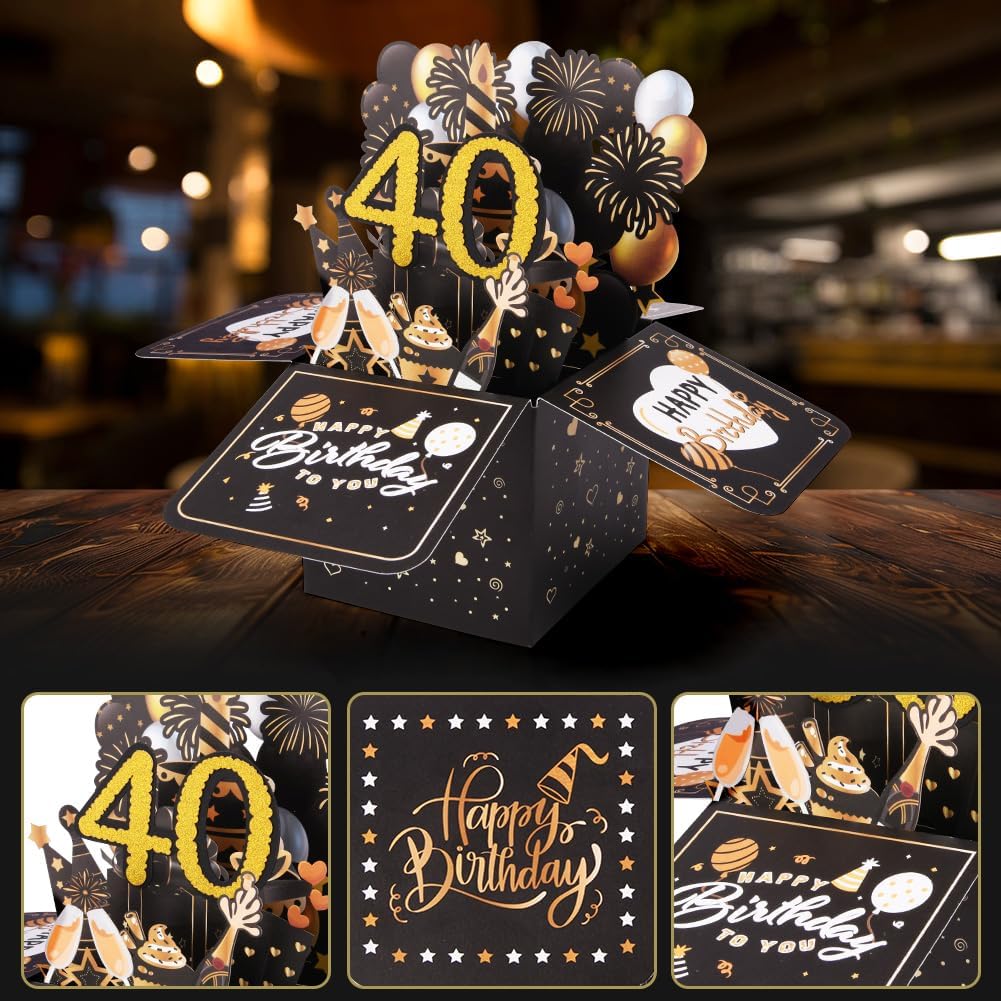 Detalle de OFFCUP Biglietto auguri 3D “40 Anni” con busta e carta, pop-up per compleanno