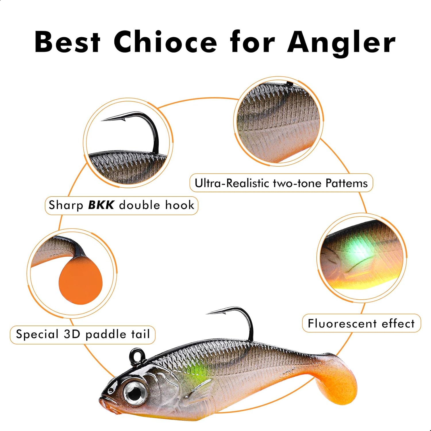 Thumbnail 1 de TRUSCEND Easy Catch Shadtale Jigkopf mit BKK-Haken – weiche Swimbait-Aktion für mehr Bisse beim Jigging