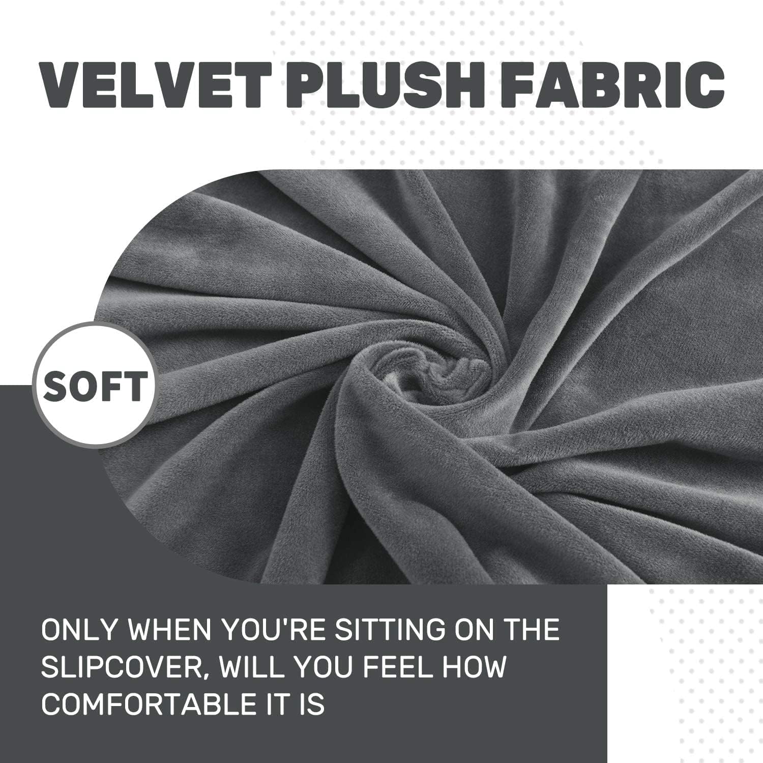 Detalle 2 de XINEAGE Velvet 3-seater sofa cover, grey 🛋