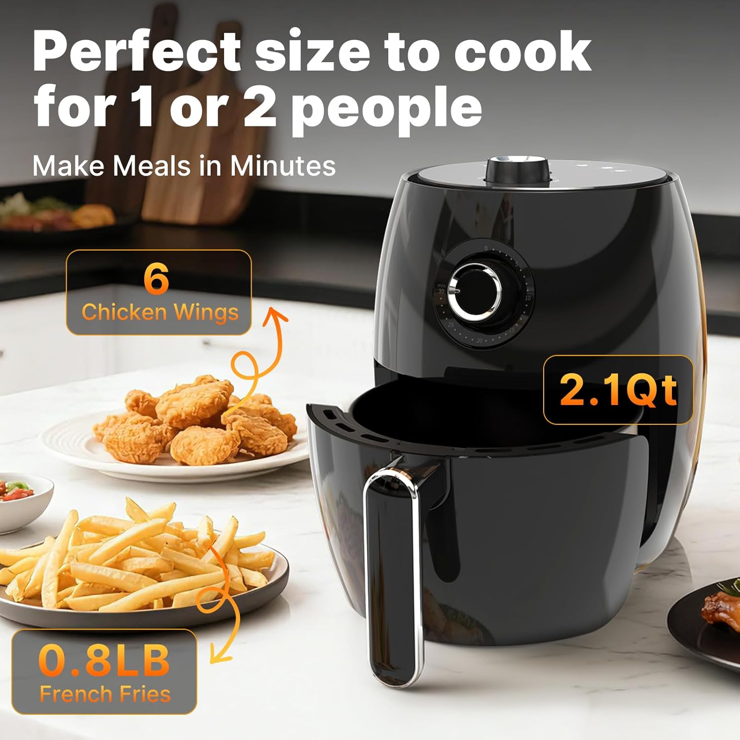 Detalle de Compact Air Fryer Small 2.1QT: 4-in-1 Mini Air Fryer for Easy, Guilt-Free Cooking