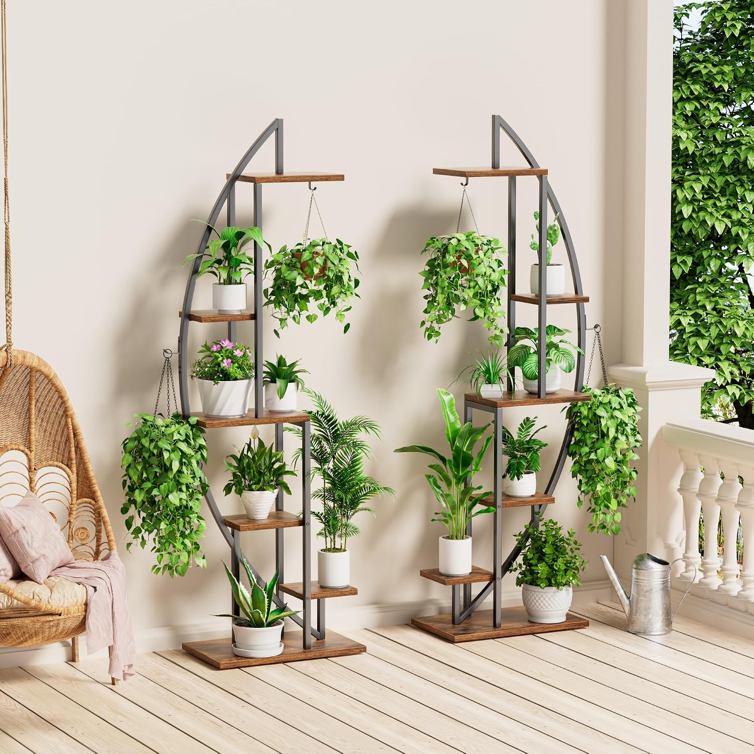 Detalle de BACEKOLL Porta Piante Da Interno 6 Livelli – Scaffale con 2 Pezzi, 160 cm di Altezza