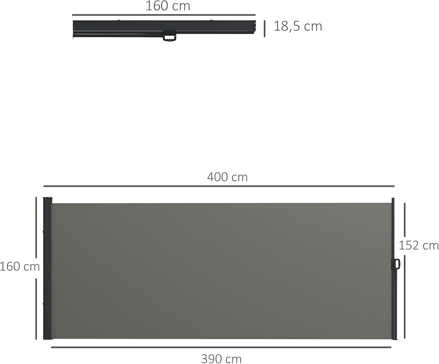 Thumbnail 6 de Outsunny Store latéral Brise-Vue paravent rétractable de Jardin, 4 × 1,60 m, gris foncé