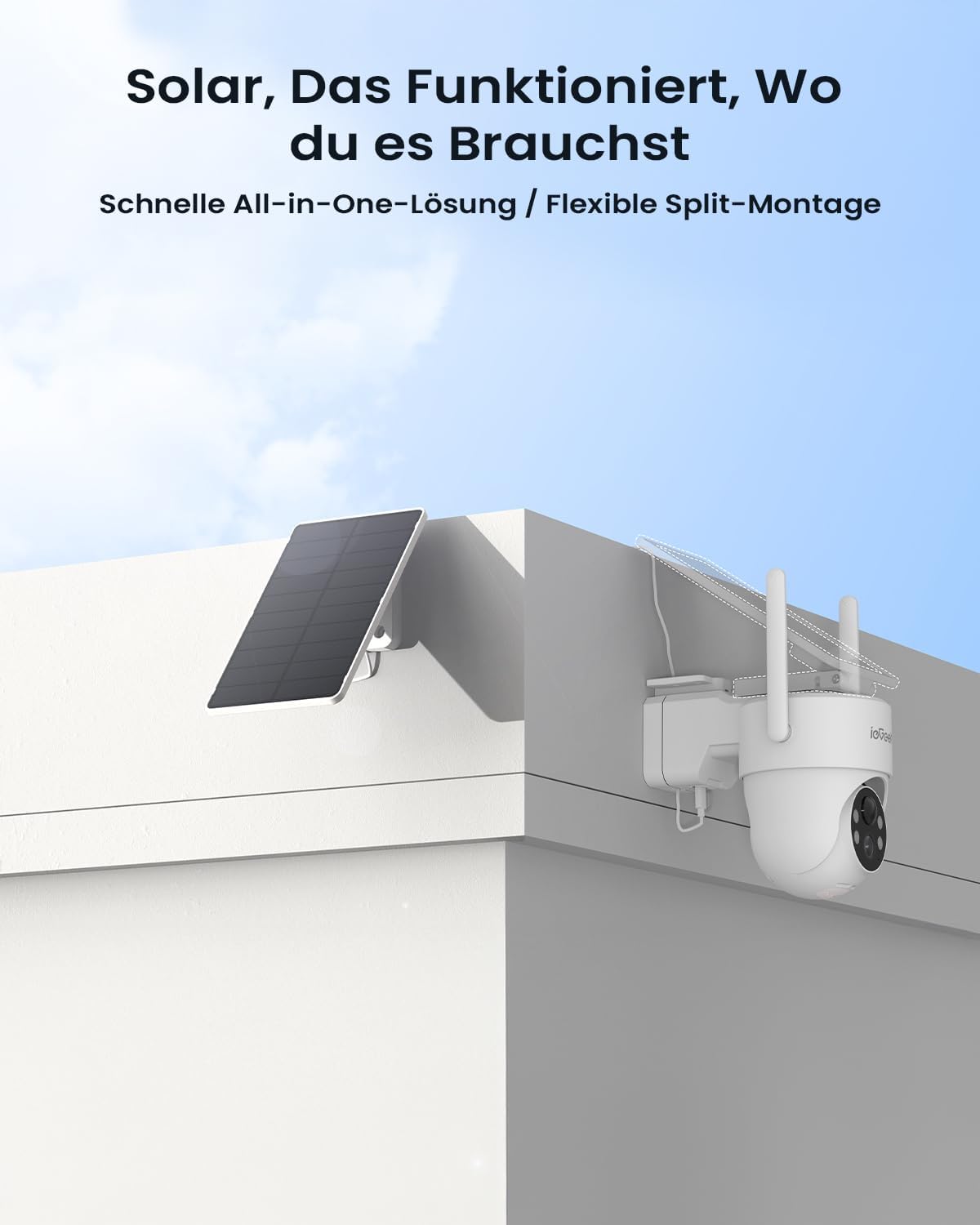 Thumbnail 3 de ieGeek 2K Solarpowered Außen-Überwachungskamera S5 mit 360° PTZ, WLAN und PIR