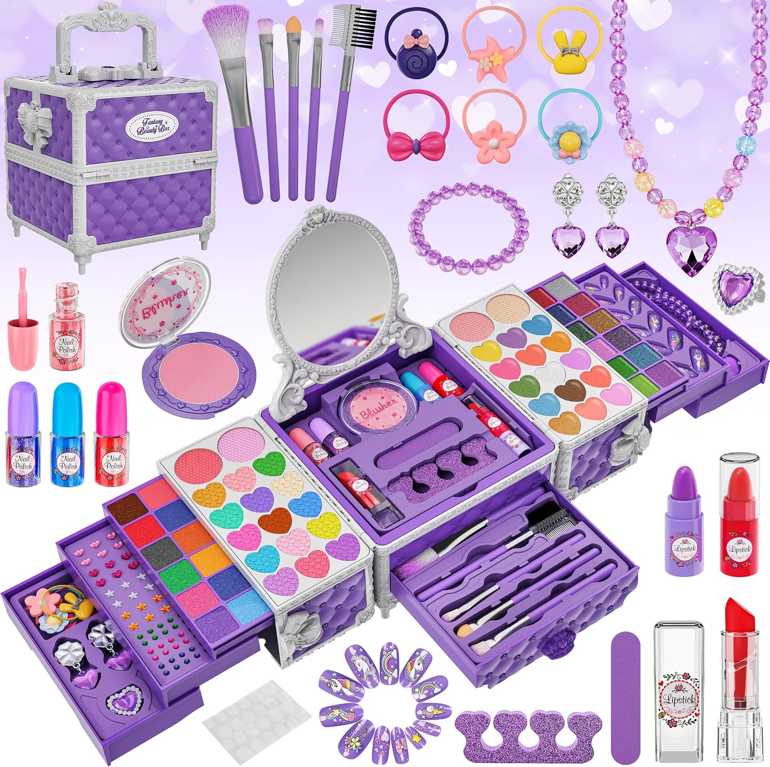 Detalle de 99 Pcs Kids Makeup Kit for Girls โ Playset ๐