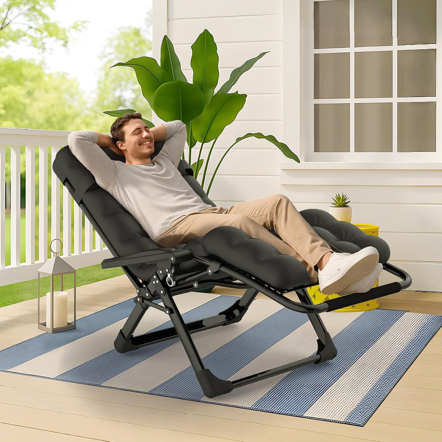 Detalle 2 de Suteck DDLZLTY-Black Zero-Gravity Reclining Chair, 26-Inch Folding