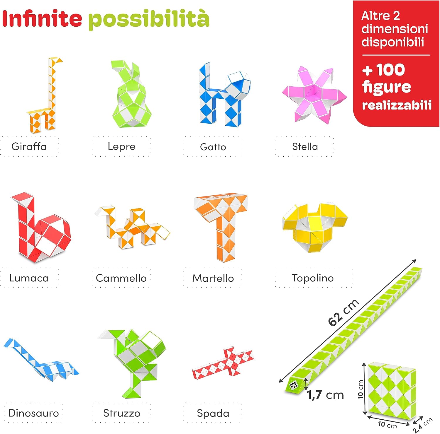 Thumbnail 2 de CUBIDI Magic Snake Puzzle verde 36 blocchi