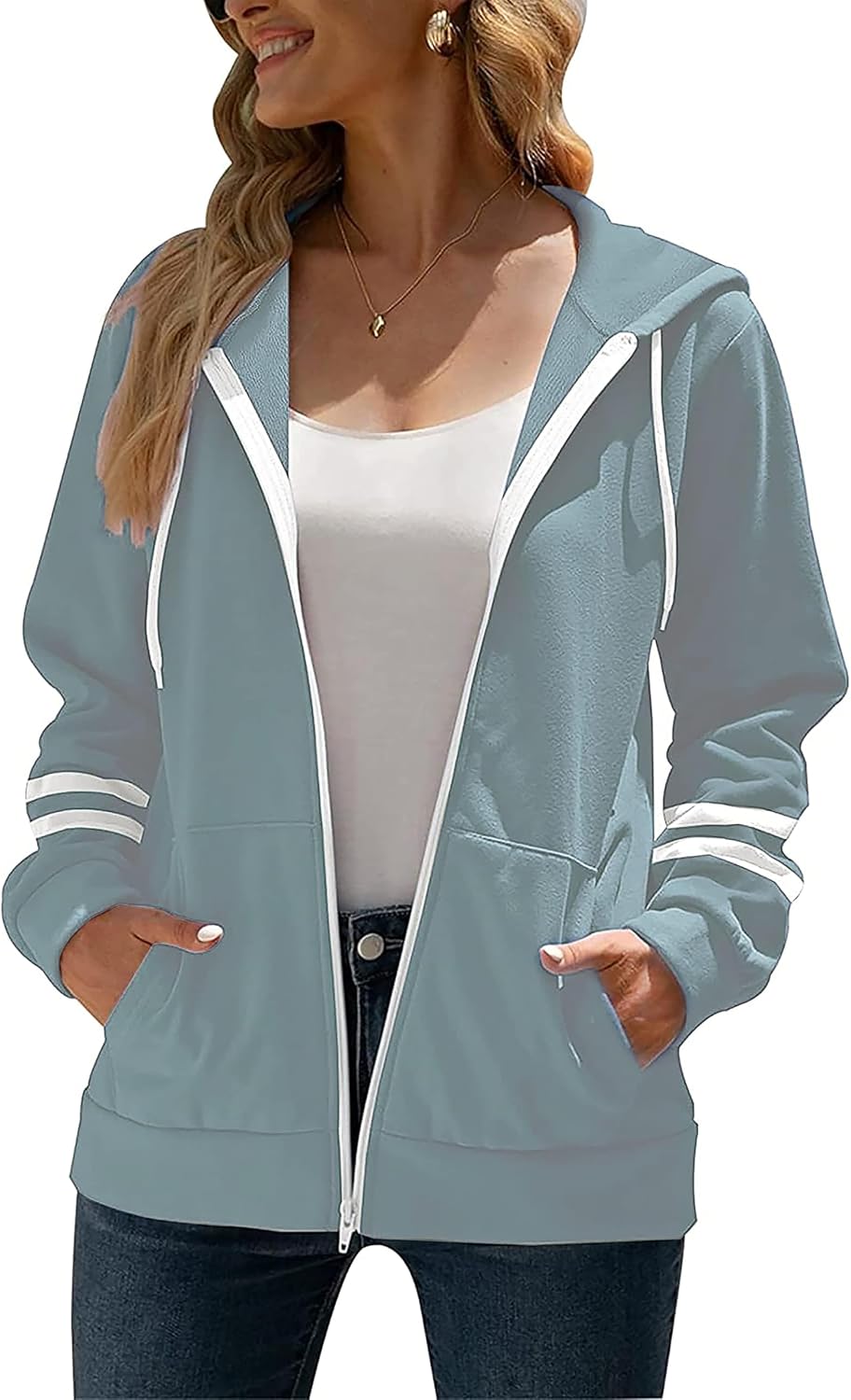 Thumbnail 2 de Jhsnjnr Sweatjacke Damen mit Kapuze – Reißverschluss, Fleece, lässiger Sport-Style