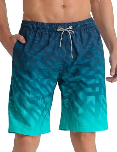Detalle de APTRO Herren Badehose Lang Badeshorts Schnelltrocknend MK3309 – Grün, Geometrisch