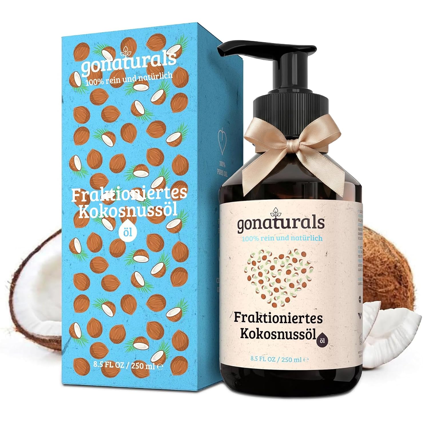 Detalle de GoNaturals fraktioniertes Kokosöl (250 ml) – 100% reines natürliches Coconut Oil für Haare, Haut & Nägel