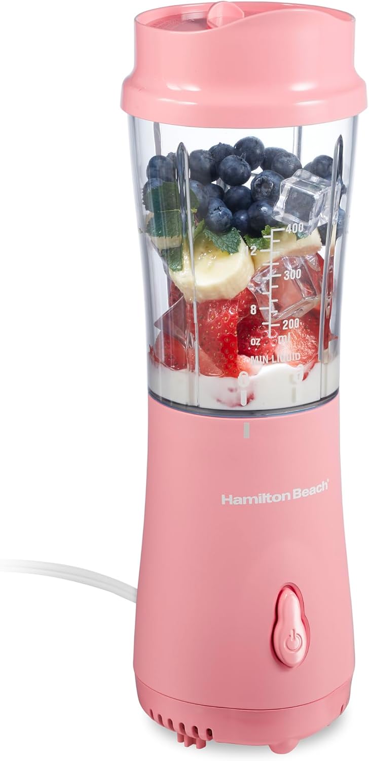 Detalle de Hamilton Beach Portable Blender for Shakes and Smoothies 14 Oz Coral 🍹