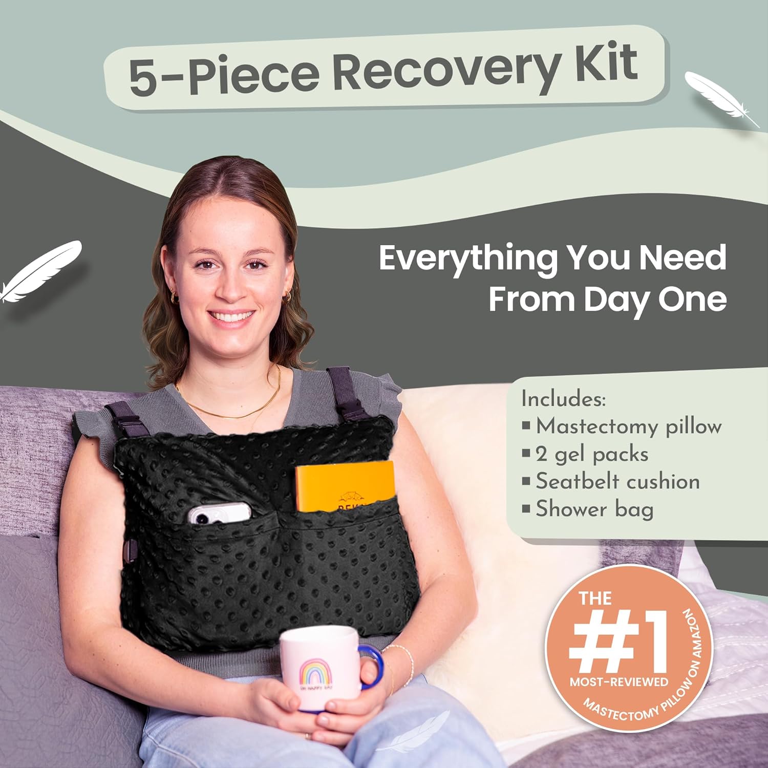 Thumbnail 1 de MOYOAMA Post Mastectomy Pillow – Hands-Free Recovery with Secure Strap and Washable Cover