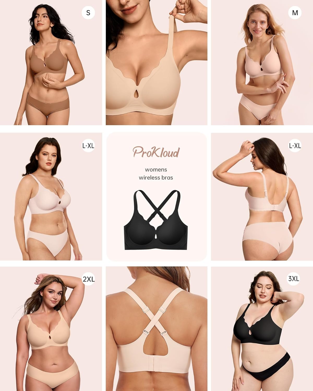 Thumbnail 4 de ProKloud Wireless Bras for Women Wave Push Up No Underwire Bralettes Seamless Full Coverage Support Lift Everyday Bra