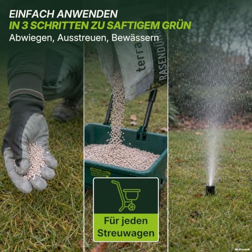Detalle de TerraUno Premium Herbstdünger Rasen – 20 kg für 1000 m², sofortige Grünwirkung, 60 Tage Langzeitwirkung