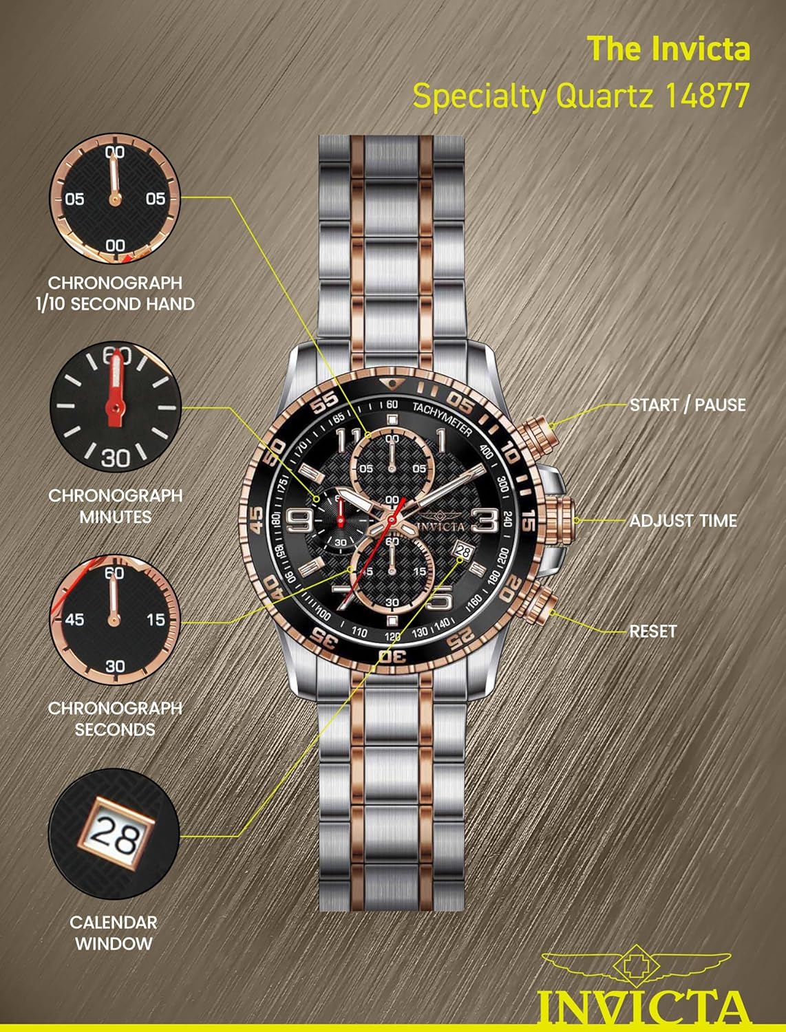 Detalle 2 de Invicta Specialty Montre Homme – Mouvement quartz, acier inoxydable, 45 mm