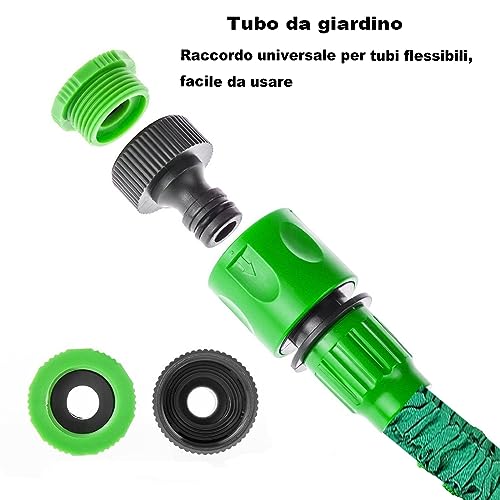 Thumbnail 5 de Tubo da Giardino Estensibile XIBALOM 15 m (50 ft) con Pistola Spruzzo 7 Funzioni e Adattatori Universali 1/2" e 3/4