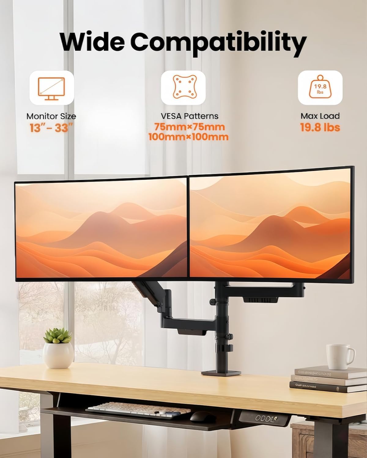 Thumbnail 1 de ErGear Dual Monitor Arm: Adjustable Stacked Vertical Desk Mount for 13"–32" Screens