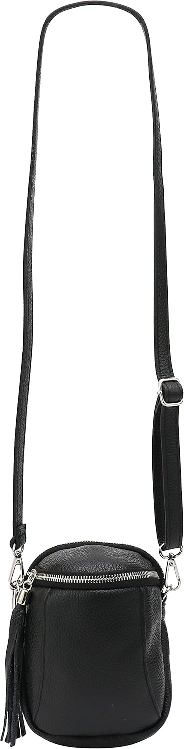 Detalle de SH Leder Emma G328 – Sac bandoulière multifonction en cuir véritable pour femme (14 x 19,5 cm, réglable)