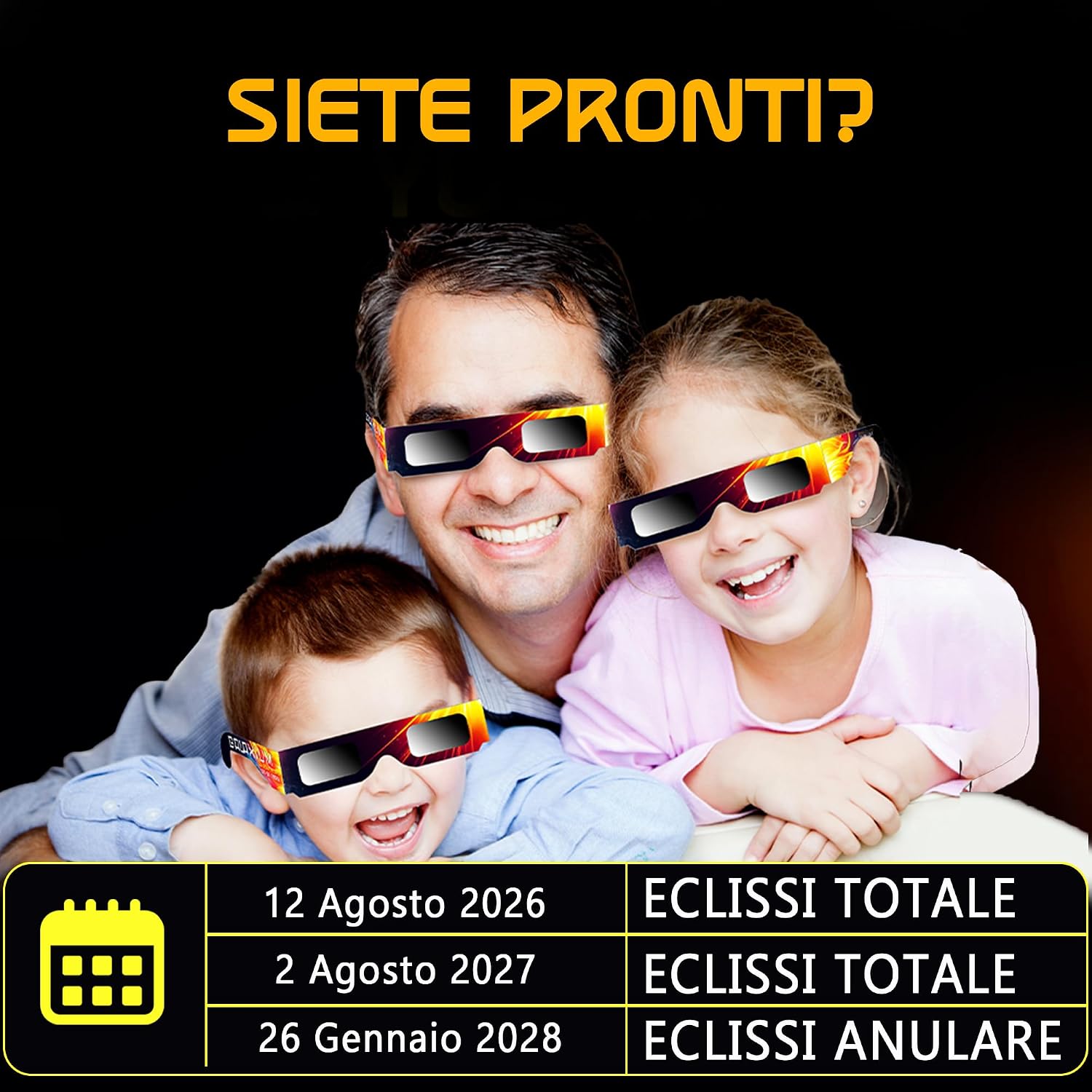 Thumbnail 5 de Galaxium Occhiali Eclissi Solare ISO 12312-2 AAS 2026 – Confezione 6/12/25/50/100