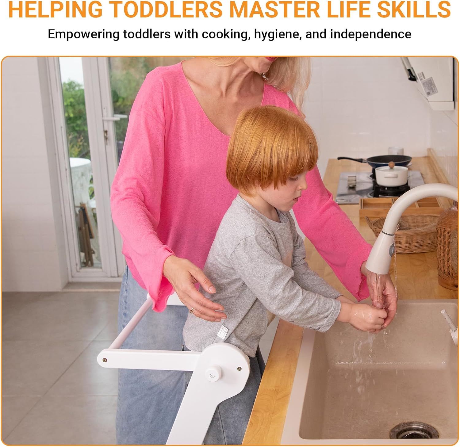 Thumbnail 3 de COSYLAND CS000124-2-CA Toddler Standing Tower, Bamboo, Cream, Foldable