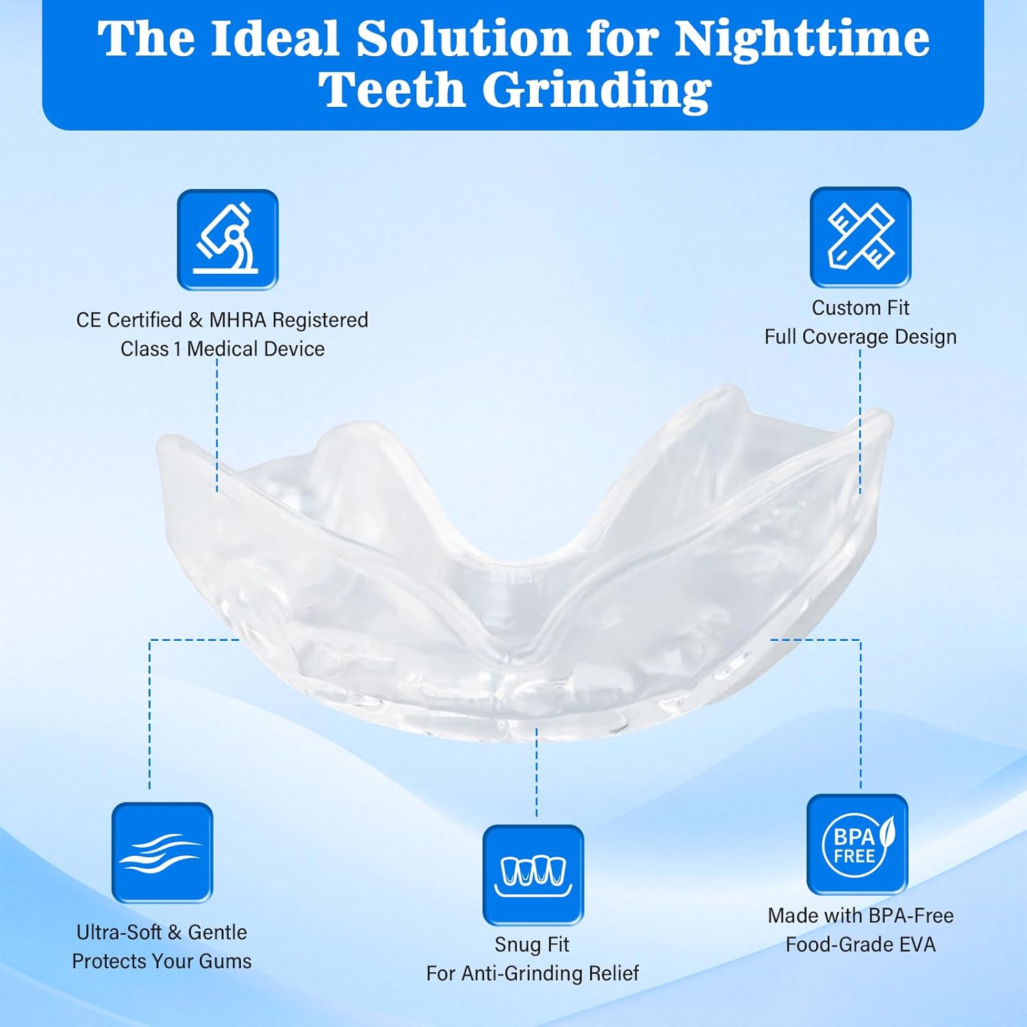 Detalle de 4 Pack Sleeping Mouth Guard for Clenching Teeth at Night – Reusable, With Travel Cases (2 Large + 2 Small)