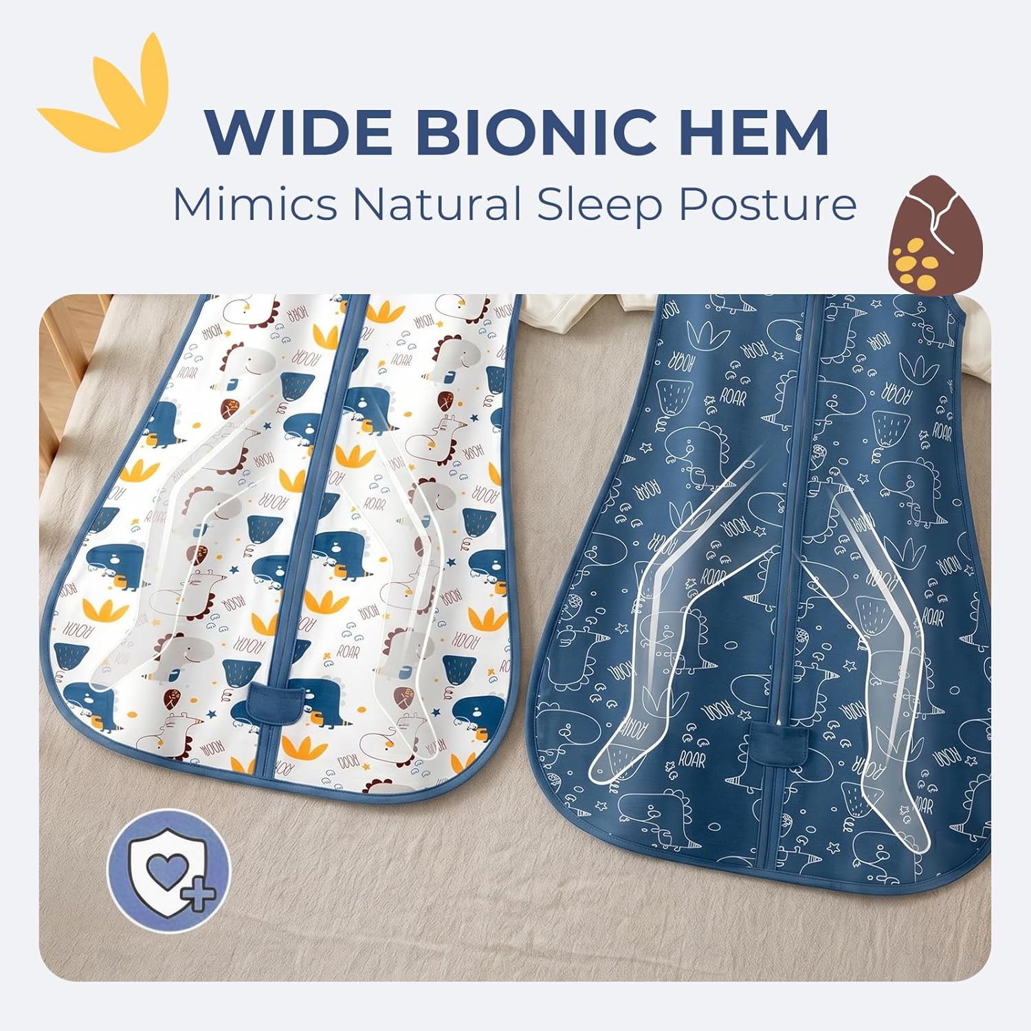 Thumbnail 5 de MIKAFEN 2pc Baby Sleeping Bag 0.5 Tog | Spring & Summer Cotton Sleep Sack, Sleeveless Dinosaur Design (24-36m)