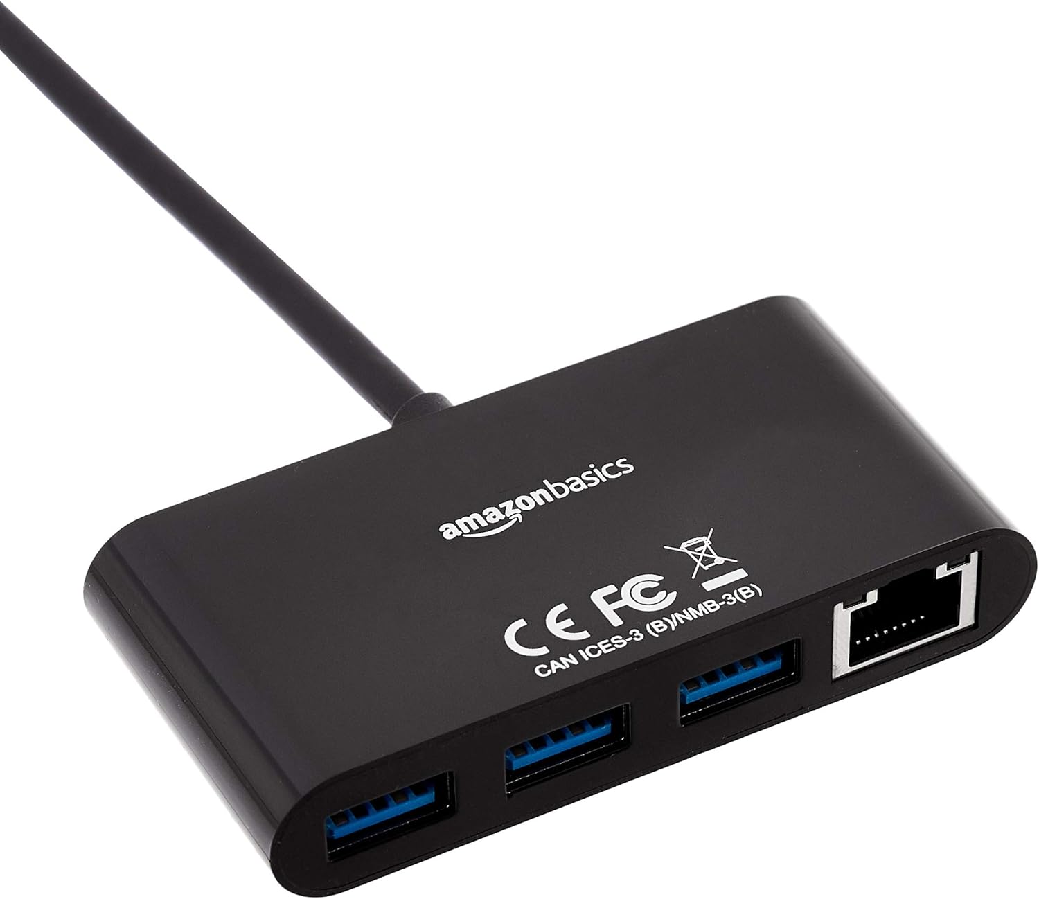 Thumbnail 1 de Amazon Basics 4-Port Adapter with 3 USB-A Ports + 1 Gigabit Ethernet Port