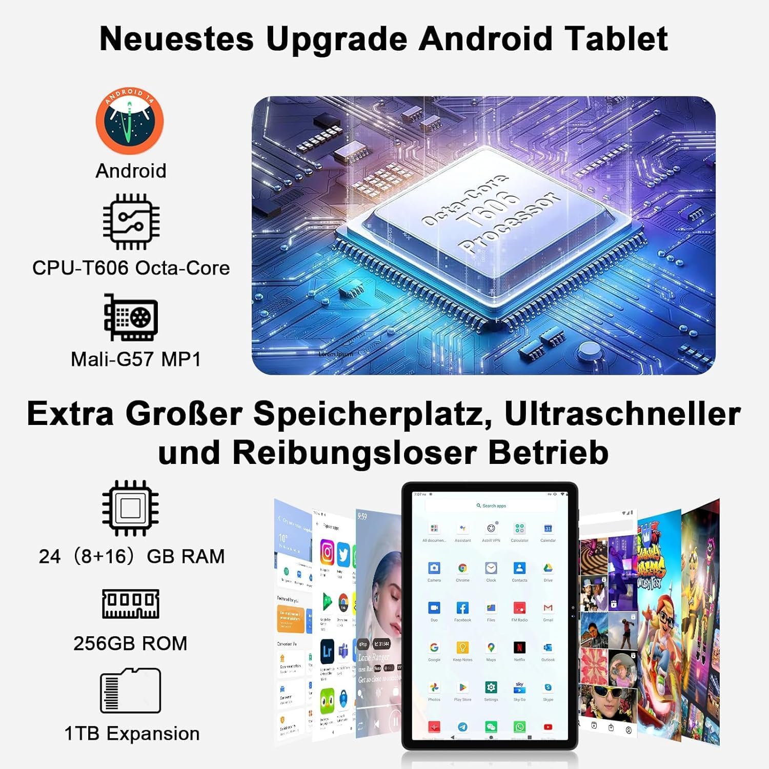 Detalle de 2026 Nouvelle Tablette Android 11'' – Puissance et stockage généreux (256 Go ROM, 24 Go RAM)