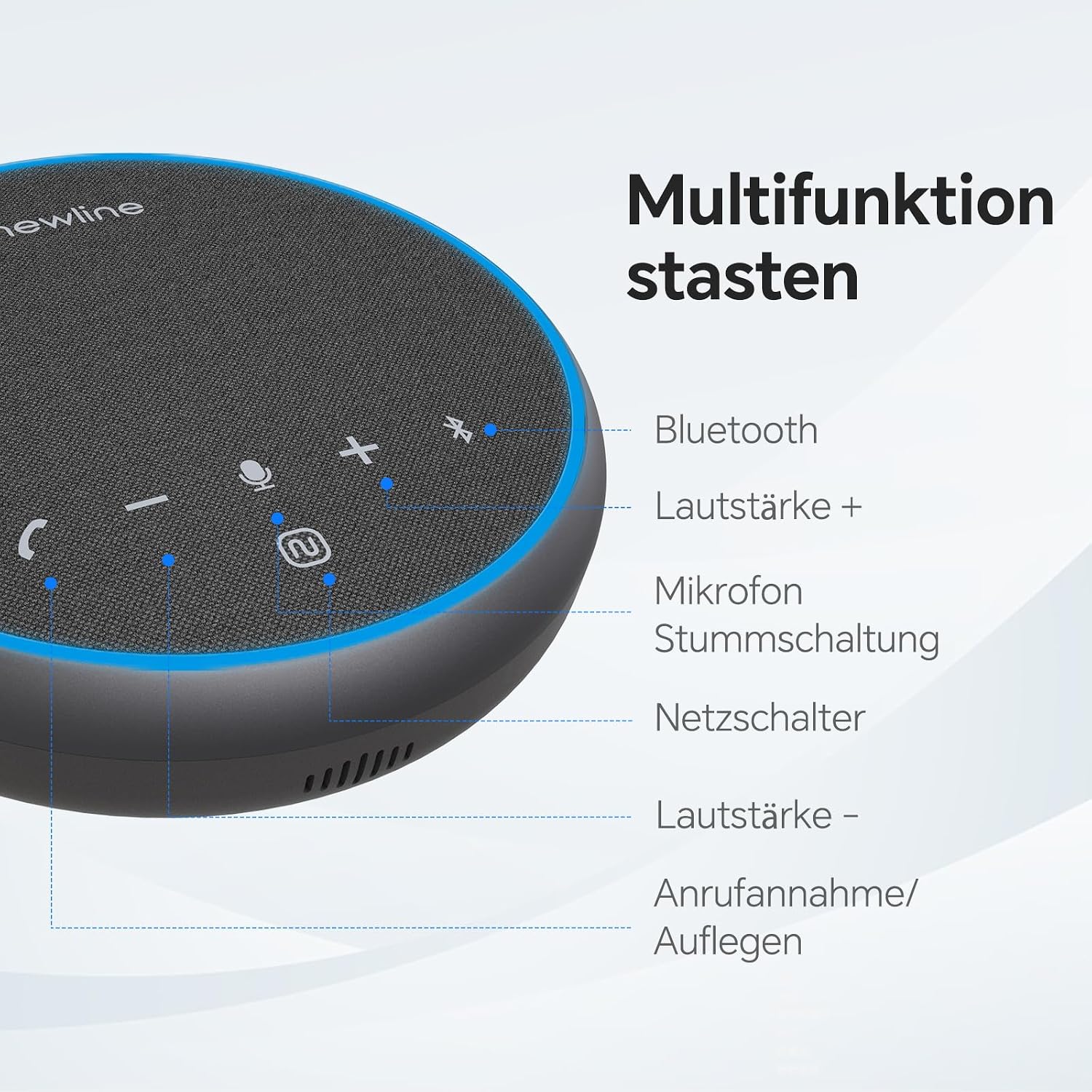 Detalle de N newline Konferenzlautsprecher mit Mikrofon: Bluetooth/USB für PC, 360° Sprachaufnahme & DSP