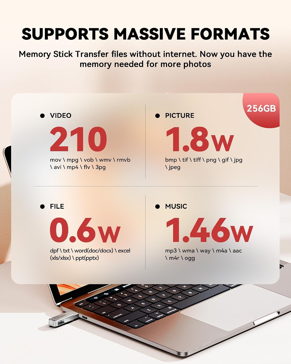 Thumbnail 6 de BLANBOK+ BLA2431 256GB MFi Photo Stick with Lightning, USB-C and USB
