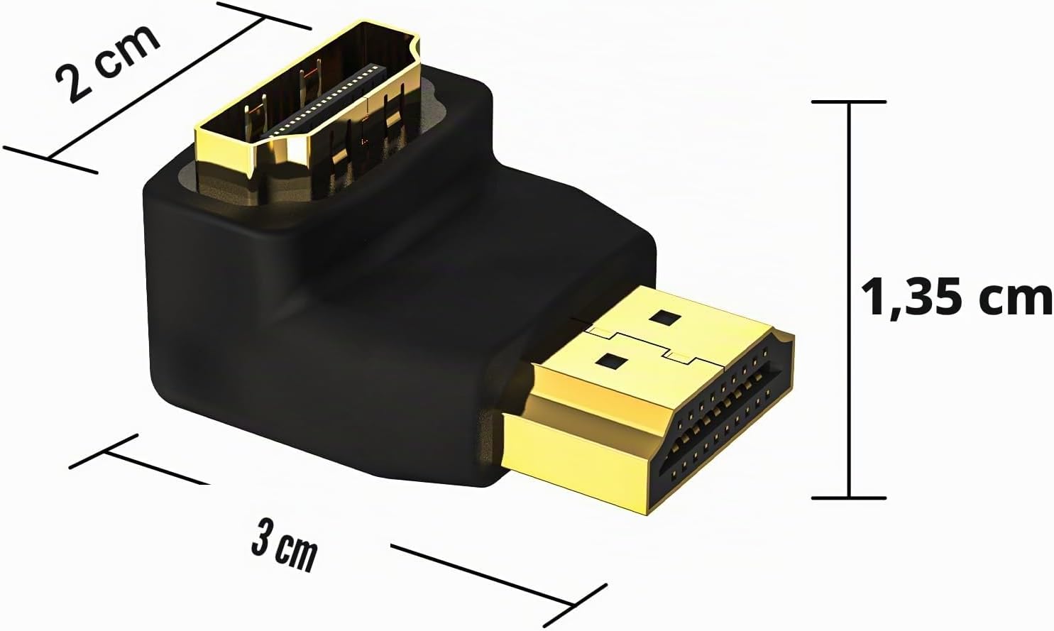 Detalle de VCE HDMI Winkelstecker 4K – 2er-Set: 90° & 270° HDMI Winkeladapter mit vergoldeten Kontakten