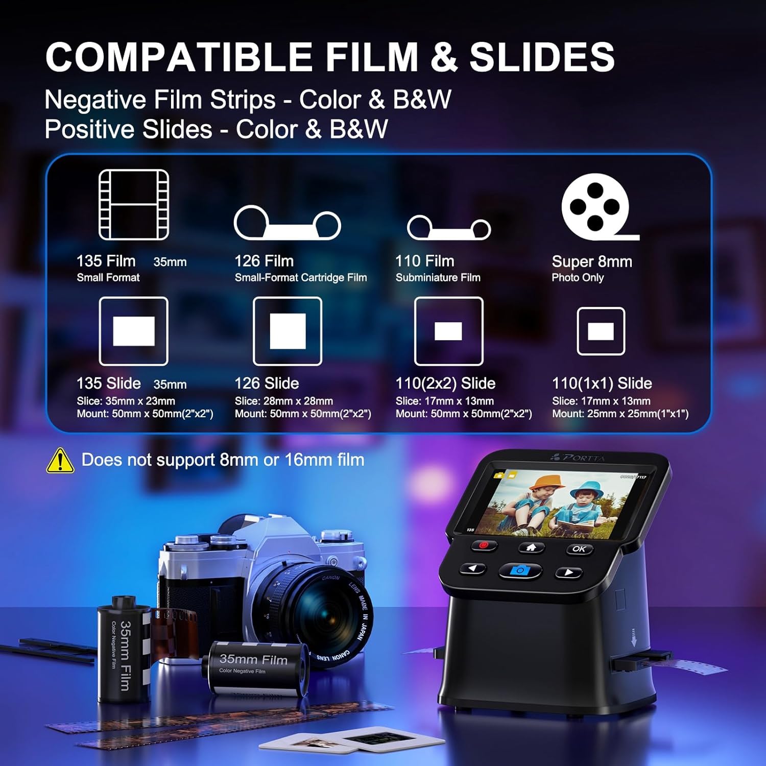 Detalle de PORTTA Film Scanner with 5" LCD Screen and 22MP Output