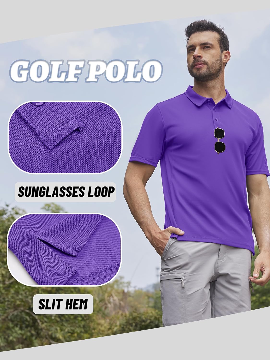 Thumbnail 4 de KEFITEVD Men’s Outdoor Breathable Quick-Dry Polo Shirt (Short Sleeve Safari/Camping)