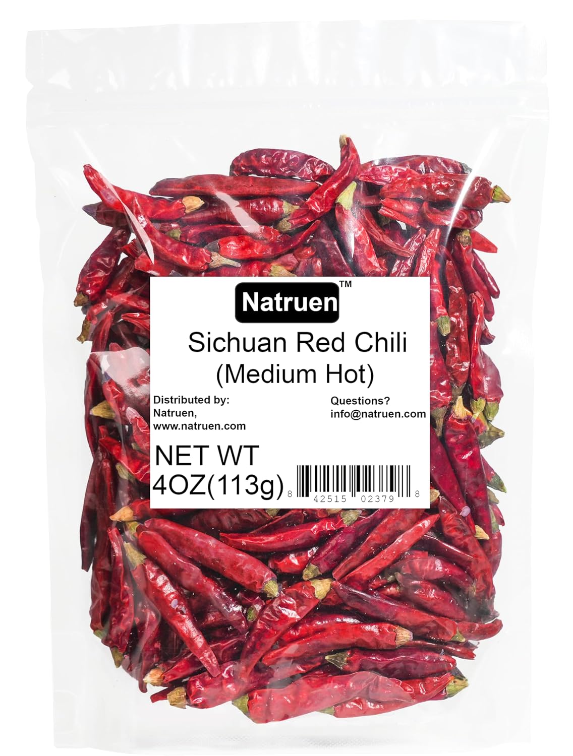 Detalle de Natruen Dried Sichuan Red Chili Pods, 4 oz, Medium-Hot Whole Chilies