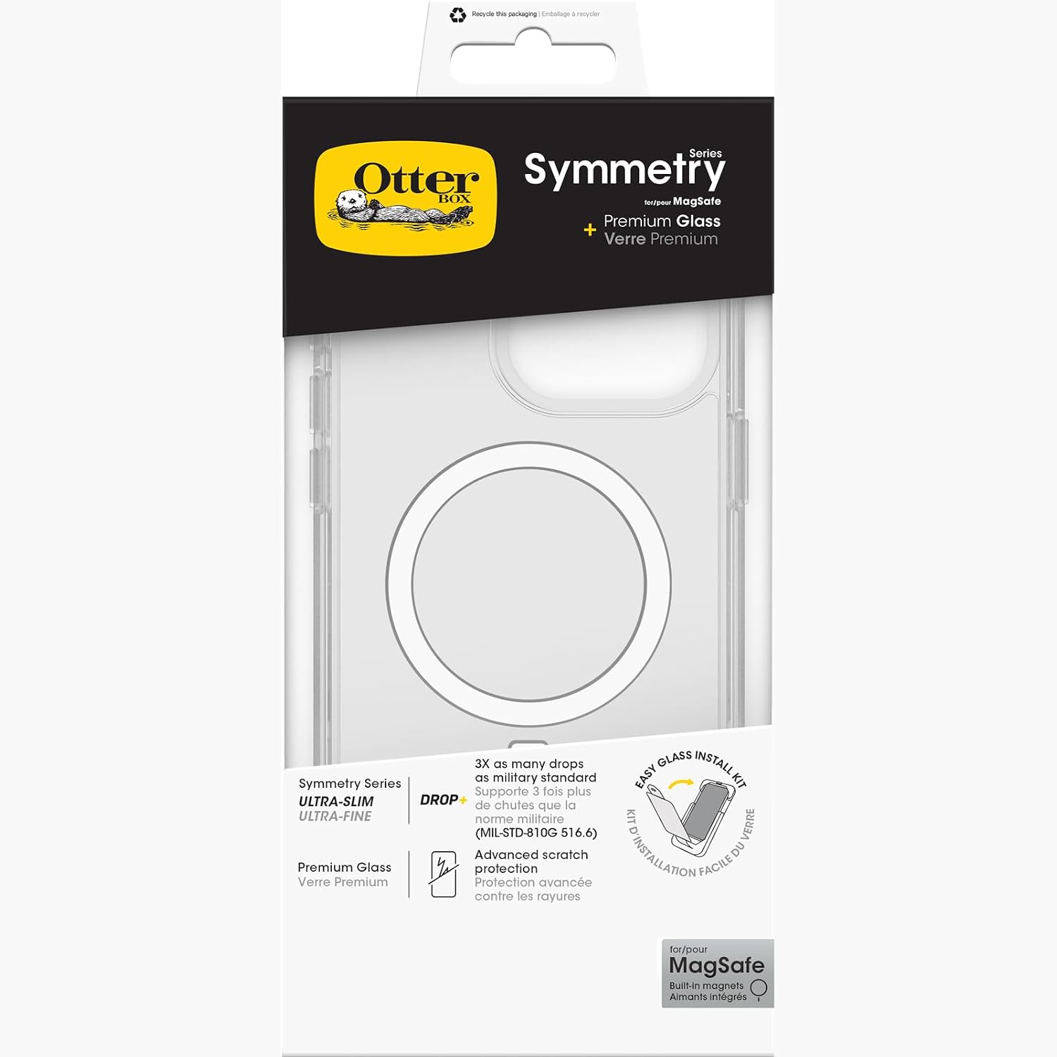 Thumbnail 6 de OtterBox Pack de protection pour iPhone 16 Pro — Symmetry Series Clear MagSafe + Premium Glass